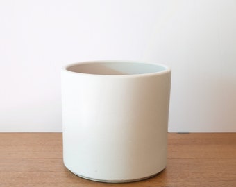Mid Century Modern Planter, Matte White Planter, Ceramic Cylinder Pot, Indoor Planter