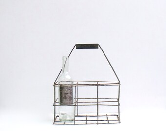 French Wine Bottle Industrial Metal Wire Carrier Milk bottles Table centre Oil bottles