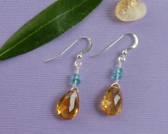 AAA+ Citrine and Apatite earrings. These extra large citrine briolette earrings will let your light shine.