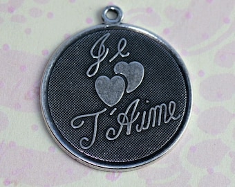 Large Silver Je T'Aime Charm 1251L