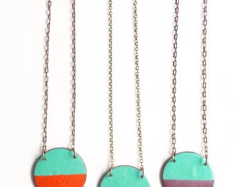 Circle Enamel Necklace- Choose a color!