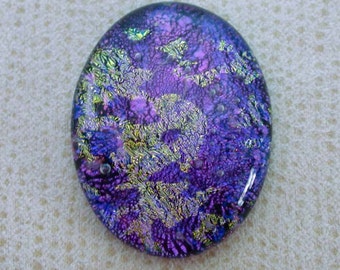 28x36mm *Fused Multi Layered Dichroic Glass Cabochons - Purple w/Splashes of Gold Special Color - TR834