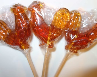 9 Large Honey lollipops, natural hard candy Lollipops Rooster on stick, handmade, no food additives (Lutscher) Sweets Kids gift