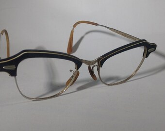 Vintage Bausch & Lomb EYEGLASS FRAME-Man?Woman?Child?-Small Size-Very Cool Horn Rim Style-No Lenses-Good Cond.for Age 40's-50's