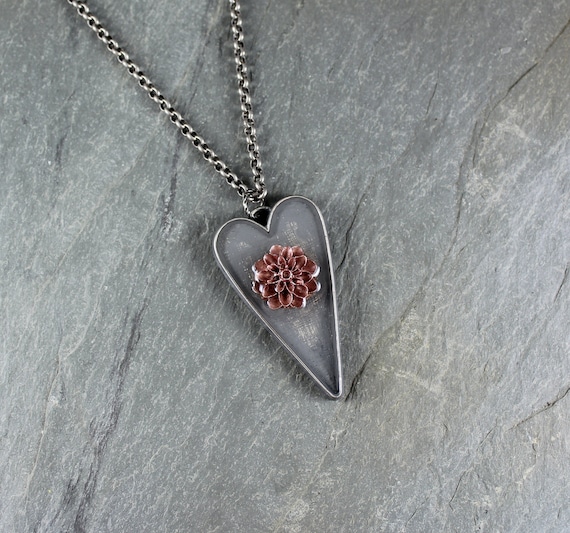 Let Your Heart Bloom ~ Rustic Romantic ~ Heart pendant necklace