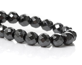 Set of 10 beads Hematite GUNMETAL 6mm faceted round