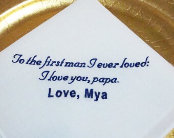 Custom Embroidered Father of the Bride Handkerchief - FREE Gift Box - Personalized Wedding Handkerchief Keepsake - Thread Born Memories