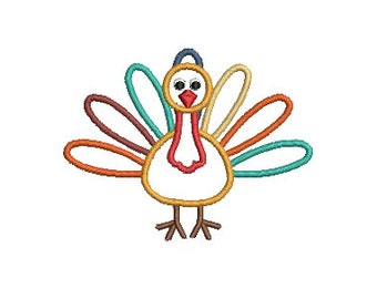 Thanksgiving Girl Turkey Applique Embroidery Design Machine Embroidery Instant Download ER1009E
