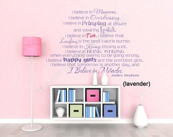 Audry Hepburn, I Believe in Miracles, I believe in Manicures, I believe in PINK, Custom Two Color Design