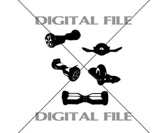 Five Hoverboards Vector Images SVG Files Digital Cutting Files Ai - Eps - PNG - DXF - Svg