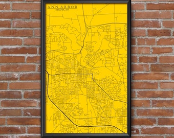 Ann Arbor, Michigan Map Art (University of Michigan)
