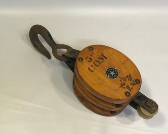 Double Pulley, Boston & Lockport Block Co., wood