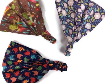 Adult or child bandana, women wide headband, baby girl bandana, cotton headscarf, newborn hair wrap, toddler biker yoga sports beach summer