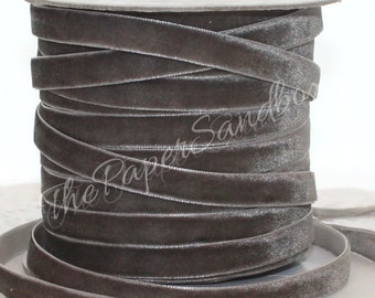 Gray Velvet Ribbon, 3/8" wide by the yard, Pewter Grey Velvet, Velvet Chokers, Sewing, Velvet Trim, Gift Wrapping, Costumes, Party Supplies