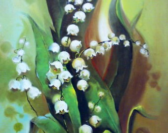 Lily of the valley flower oil painting PRINT, printable art