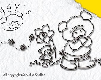 Stamp clear Nellie Snellen, piggy, PIGGY Collection's, Scrapbooking, Cardmaking, crafting