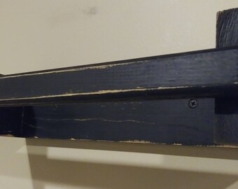Country Rustic Primitive Wood Paper Towel Holder Leather Hinge Wall Mount Any Angle Distressed Finish