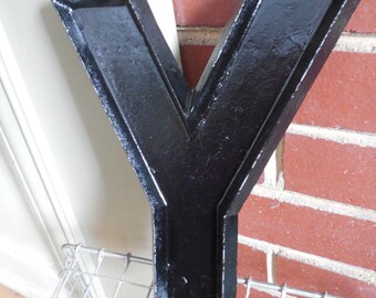Large Industrial 10" Metal Theater Marquee Letter Y - Vintage Aluminum Adler Sign
