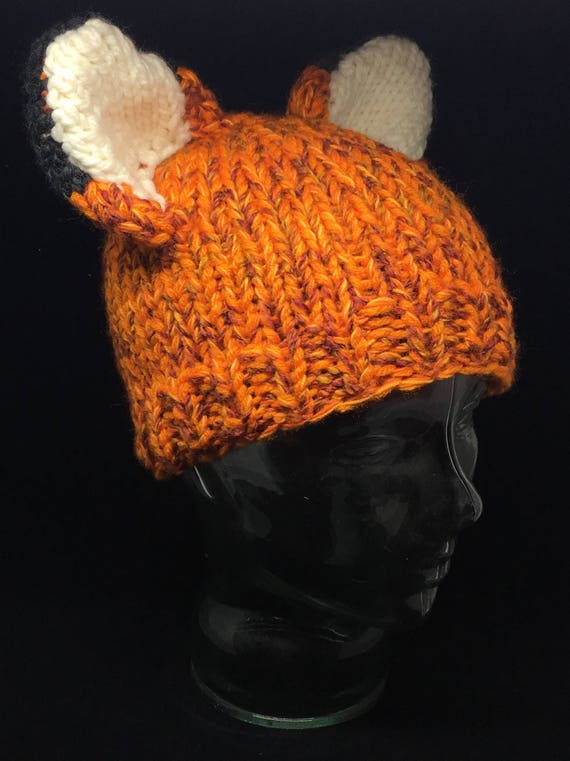 Hand knitted fox hat for kids snd adults!