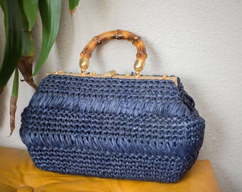 Vintage Purse with bamboo handle