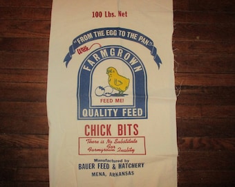 Feed Sack, Flour sack fabric, Feed Sack Fabric, Chick Feed Sack, Grain sack, sewing supplies, Craft fabric, home decor fabric, fabric
