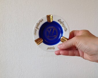 Galleries Lafayette Paris ashtray, ashtray, ashtray, ceramic ashtray advertising Golden french