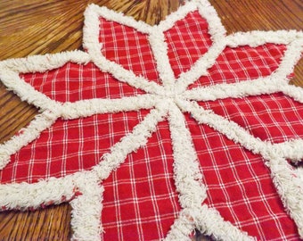 Rag Quilt Trivet - Candle Mat - Made to Order - Homespun Trivet - Homespun Candle Mat - Table Decor