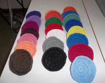 Dish Scrubbie, Pot Scrubber, Dish Scrubbies, Nylon Netting, Housewares, Flat Scrubbie, Dish Pot Scratcher, Handmade Set of Four 22 Colors