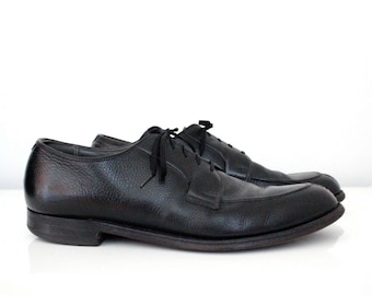 Black Pebble Leather Split Toe Blucher Dress Shoes Mens size 10.5 A Oxfords Lace Up Wright