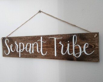Family Tribe Rustic Distressed Wood Sign // Hand painted // Home Decor
