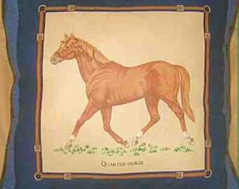 Final Markdown Sale...QUARTER HORSE Decorative Throw Pillow 16"...choose blue or green color