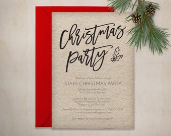 Christmas Party Invitation, Printable Rustic Christmas Invitation Template, Instant Download, Editable PDF, WLP492