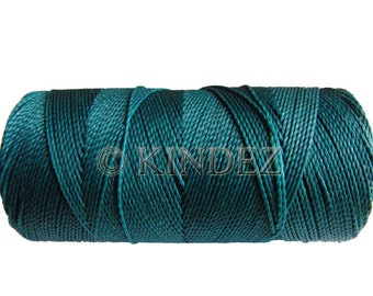 Waxed Cord, Macrame Thread Linhasita Cord - 15 meters/16 yards, String for beading, Macrame Cord Supplies - Teal