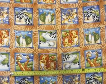 Frames "Safari Animals" by Timless Tresures PATT# D# KIDZ - C9326, designer fabric, cotton fabric, baby girl, quilting, bedding, children