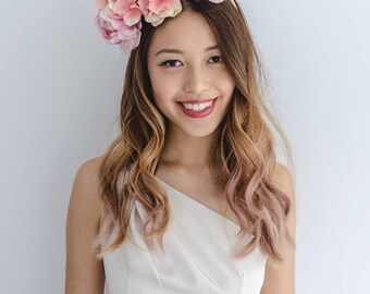 peach races flower crown // spring racing statement flower crown / spring races flower crown headband / flower fascinator bohemian
