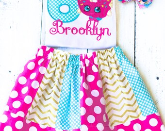 Shopkins Donut Birthday Outfit gold-Personalized