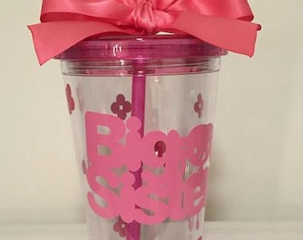 Monogrammed Big Sister Tumbler Cup, Personalized Gift, Big Sister Gift, Big Sister, Big siter Cup, Shower gift for the big sister