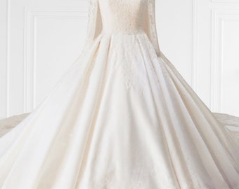 Ivory Princess Satin & Lace Wedding Gown