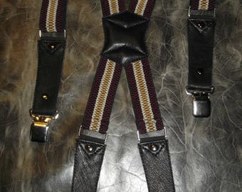 Leather Suspenders. Rubber-4cm.Leather-black. Handmade.Fits all sizes M-XXXXL.