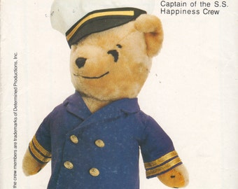 Butterick 4781 263 1980s Cap'N Joshua Captain of the S S Happiness Crew Stuffed Bear Pattern Vintage Toy Sewing Pattern UNCUT