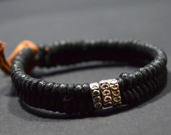Black cord men bracelet