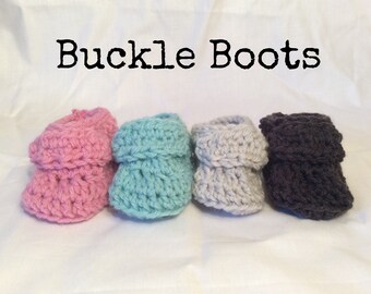 Crocheted Baby Buckle Boots