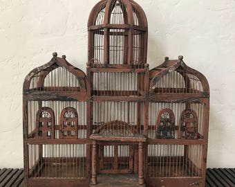 Primitive Giant Folk Art Bird Cage,Handcrafted