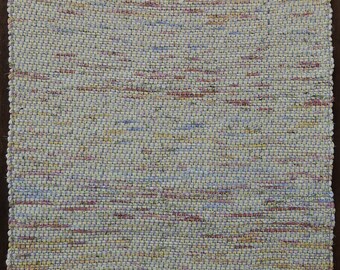 Hand Woven Rag Rug - Pale Yellow Cotton 26" x 48"