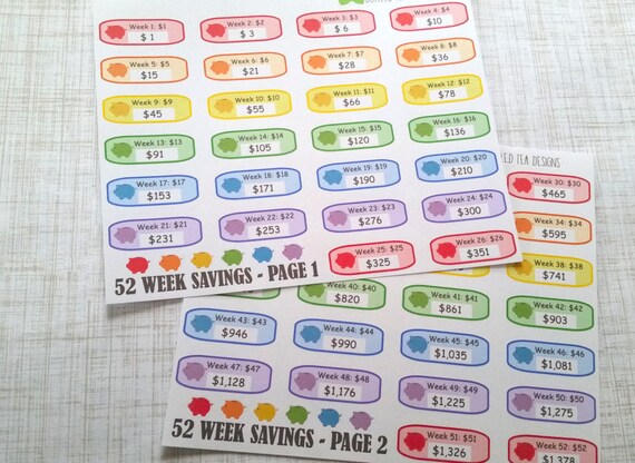 Weekly Money Challenge 52 Weeks Set Of 64 Item 139