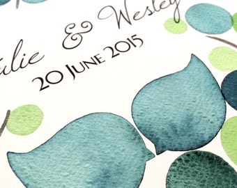 Watercolor Guest Book Tree Alternative Print - bridal shower guestbook Custom watercolor registry - FRESH PEACAN TREE