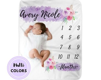 Baby Month Milestone Blanket Pick your colors Personalized ...