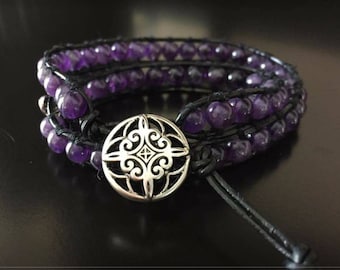 Amethyst wrap bracelet