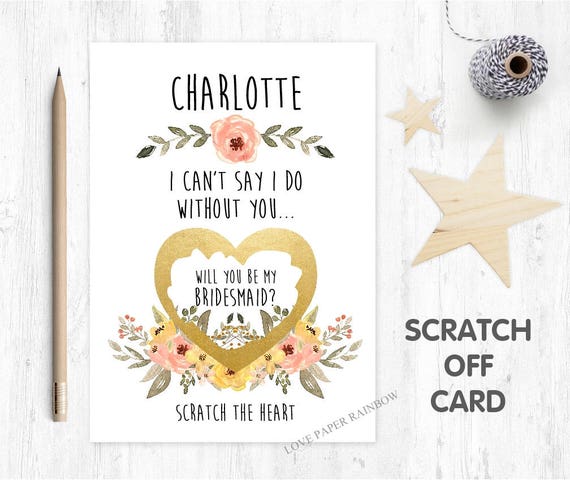 will you be my bridesmaid scratch card, will you be my maid of honour scratch card, I can't say i do without you, bridesmaid scratch card