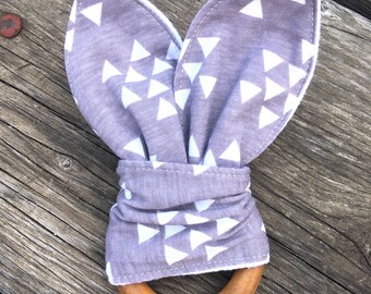 Wooden Teething Bunny ~ Organic Teether ~ Baby Toy ~ Wood Teething Toy ~ Teething Ring ~ Baby Shower Gift ~ Girl Shower gift